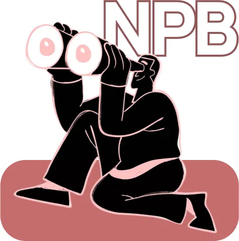 Ilustración de una persona mirando con binoculares, buscando su nombre en Google